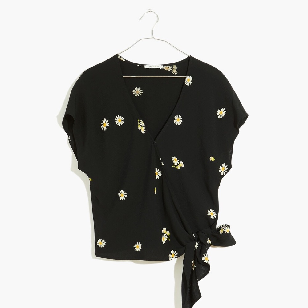 Madewell Sash Tie Wrap Top Floral Lazy Daisies